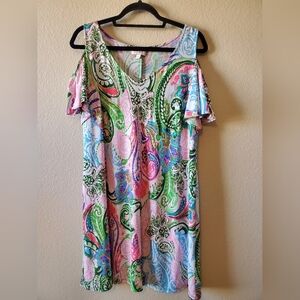 Ivy Lane Cold-Shoulder Paisley Tank Top Dress